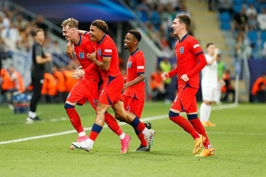 The England players celebrate