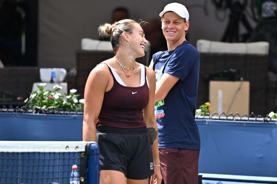 Aryna and Jannik training together at the last US Open
