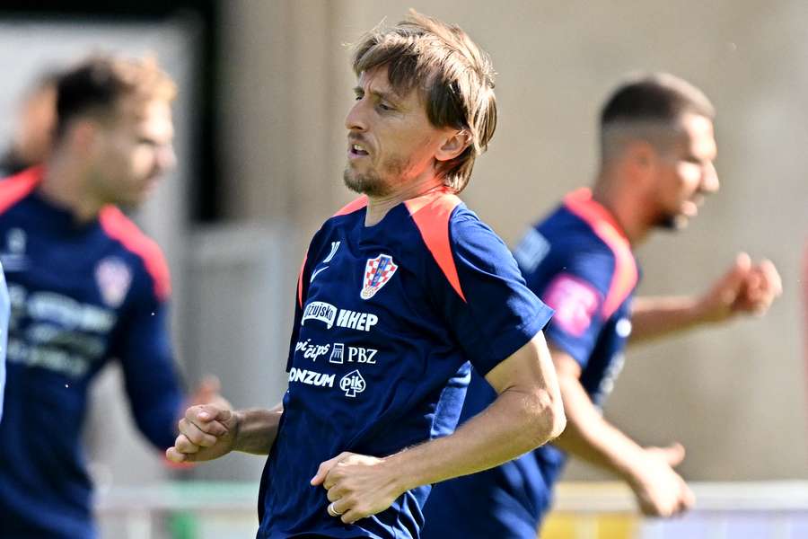 Modric, durante un entrenamiento de Croacia