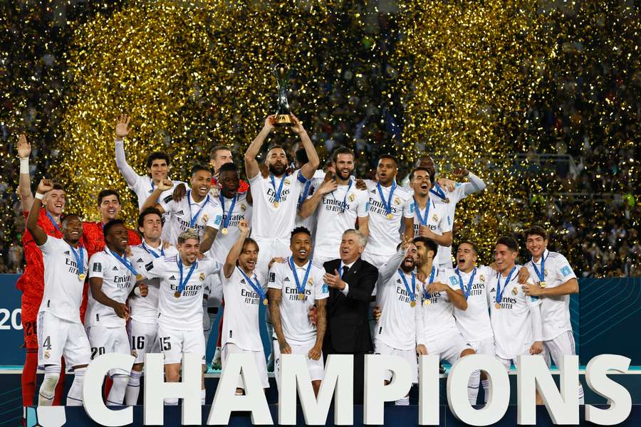 El Real Madrid celebra su título de campeón del mundo 