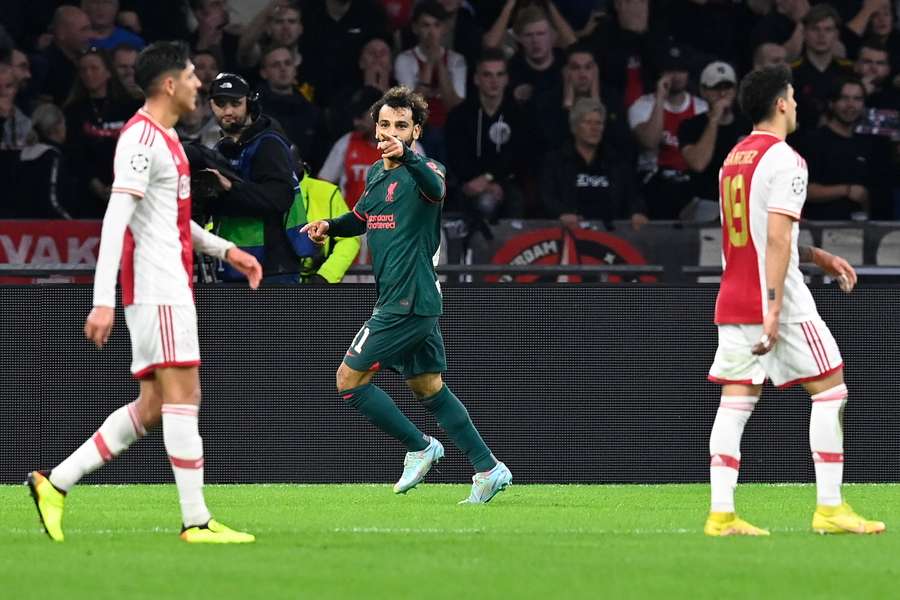 Salah celebra el primer gol del Liverpool ante el Ajax.