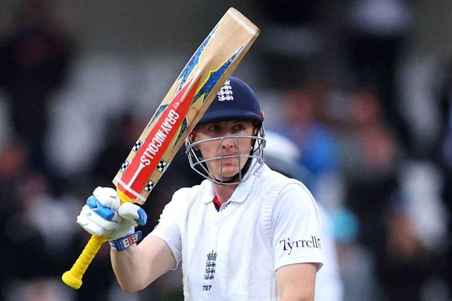 England's Harry Brook celebrates after reaching his half-century England's Harry Brook celebrates after reaching his half-century