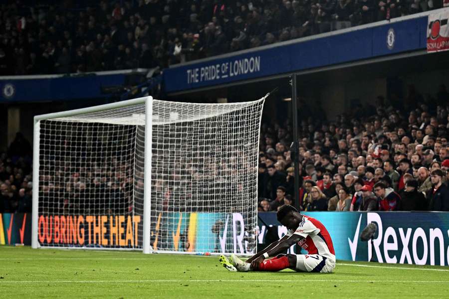 Arsenal's Bukayo Saka on the pitch during the match