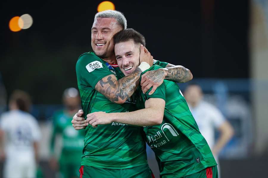Álvaro Medrán festeja o golo inaugural do Al Ettifaq