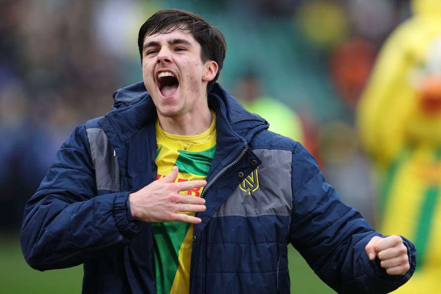 Louis Leroux célébrant le maintien de Nantes en L1.