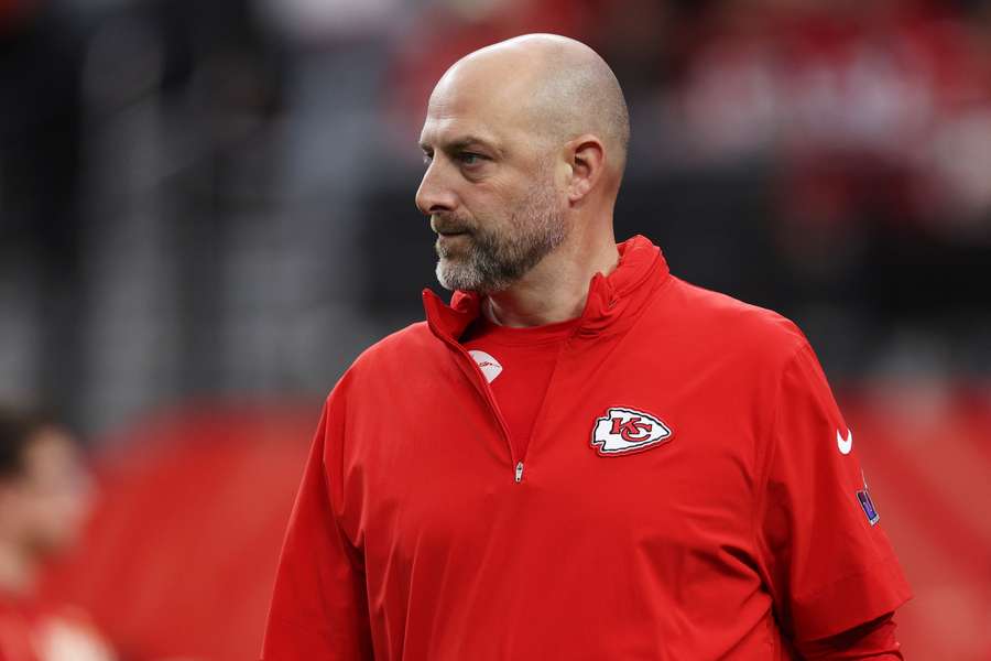 Matt Nagy looks on during pre-game warmups