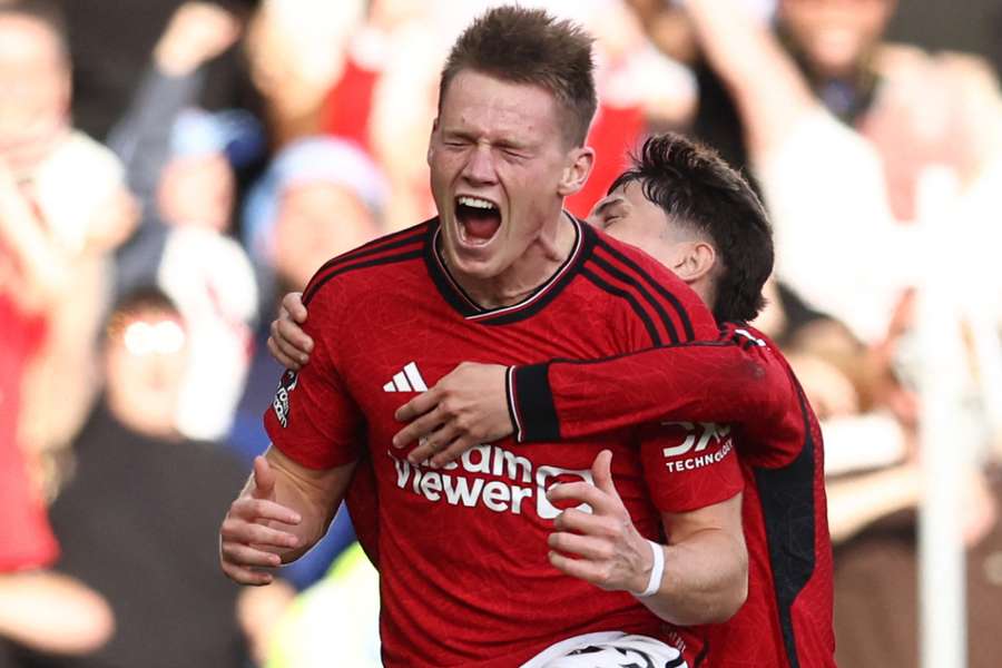 Scott McTominay roars in delight after scoring the winning goal against Brentford