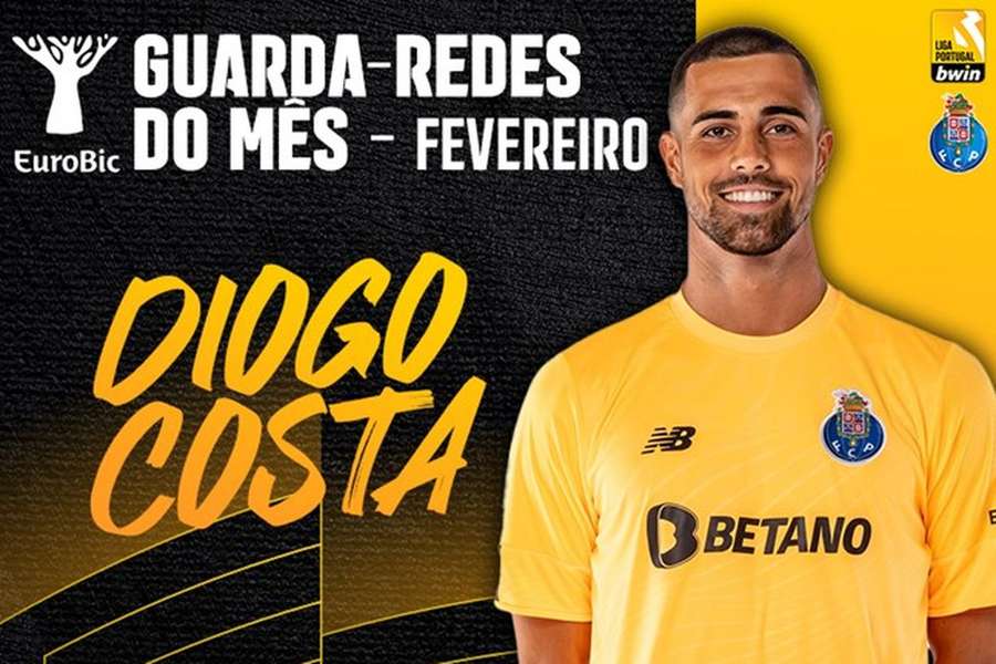 Diogo Costa distinguido como melhor guarda-redes de fevereiro pelos treinadores da Liga