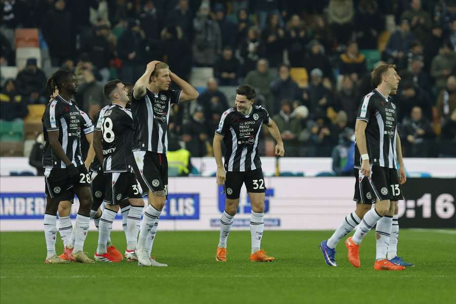 Udinese celebrate their goal