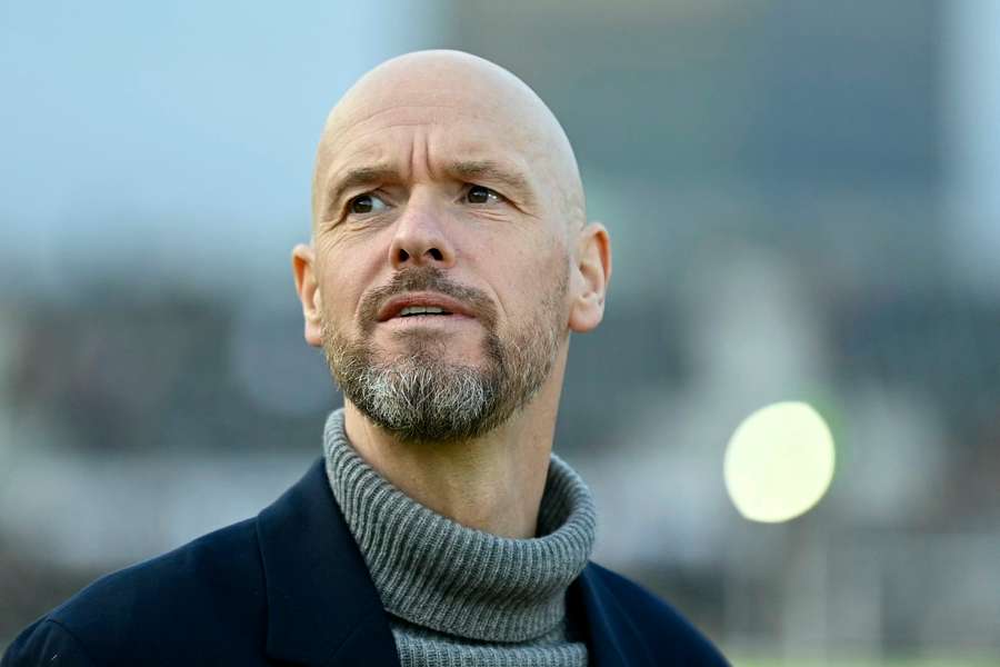 Erik ten Hag reacts ahead of the English FA Cup fourth round football match between Newport County and Manchester United 