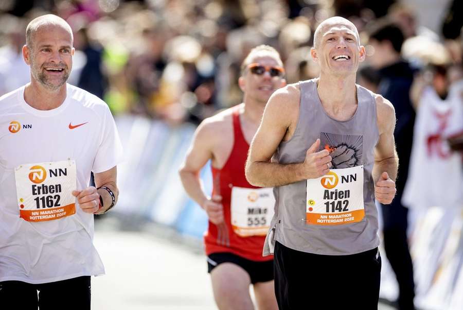 Arjen Robben competes during the Rotterdam Marathon 2022