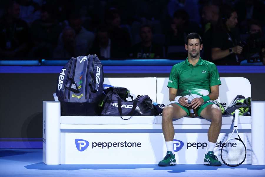 Novak Djokovic ved sæsonfinalen i Torino.