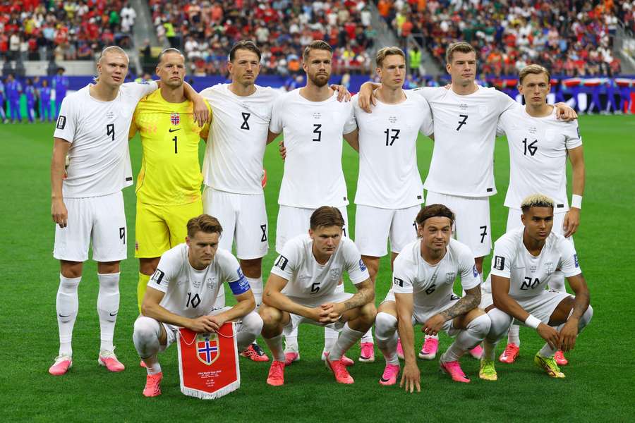 Norway players pose for a team group photo before the match Norway players pose for a team group photo before the match