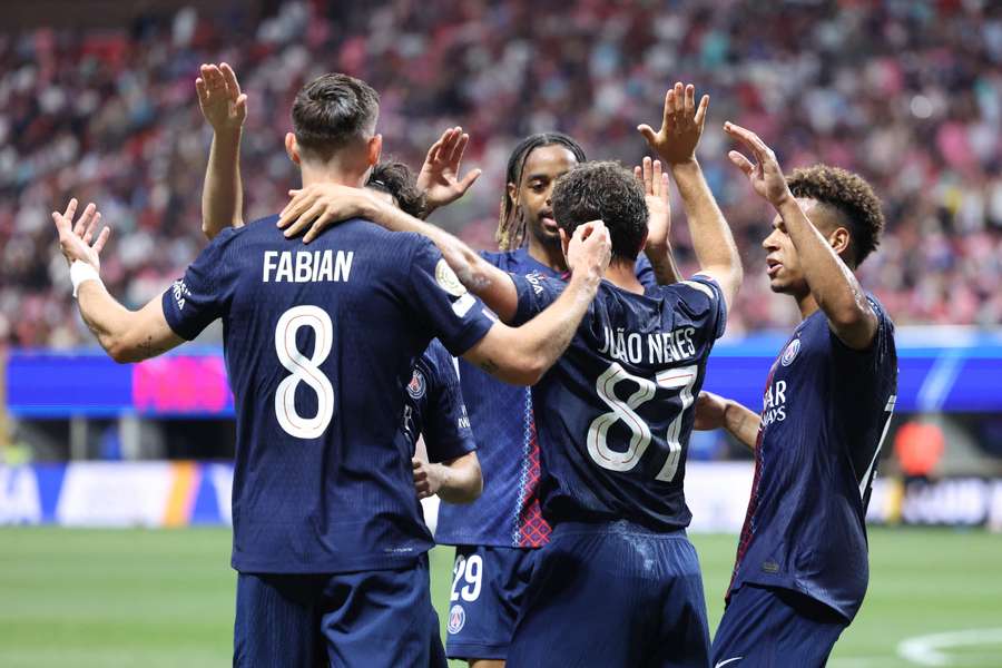 Los jugadores del PSG celebran uno de sus goles ante el Inter Miami