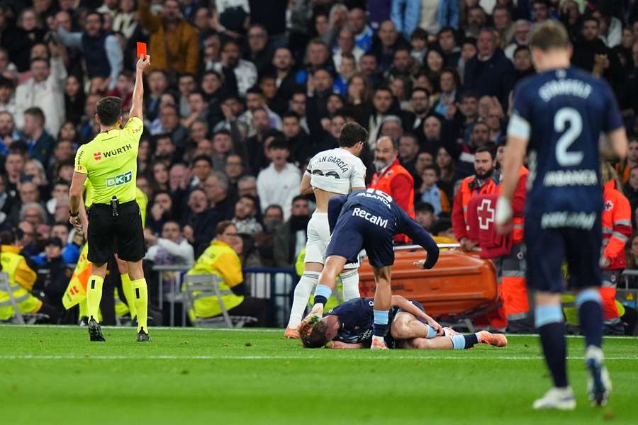 Fran García, expulsado frente al Celta Fran García, expulsado frente al Celta