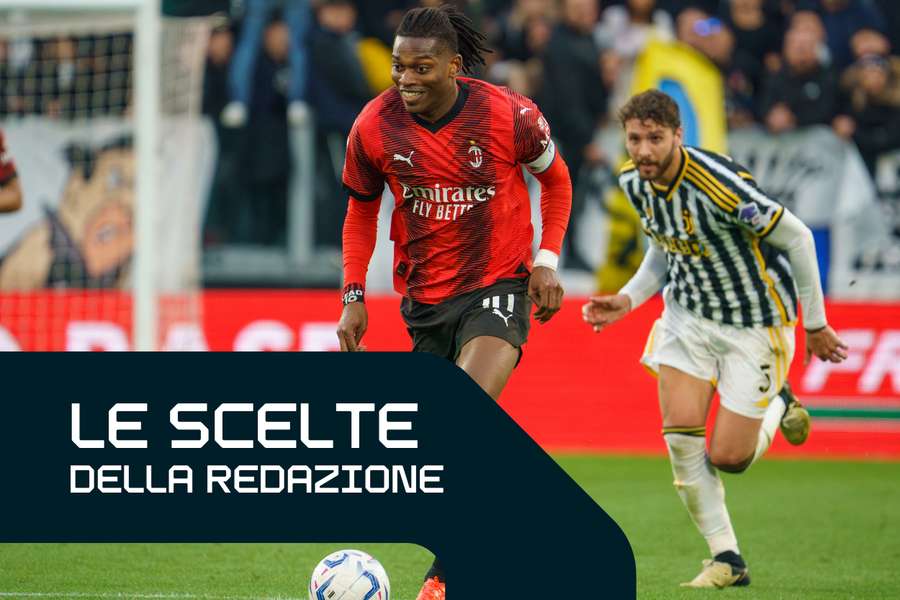 Manuel Locatelli rincorre Rafael Leao durante Juventus-Milan del 27 aprile 2024 
