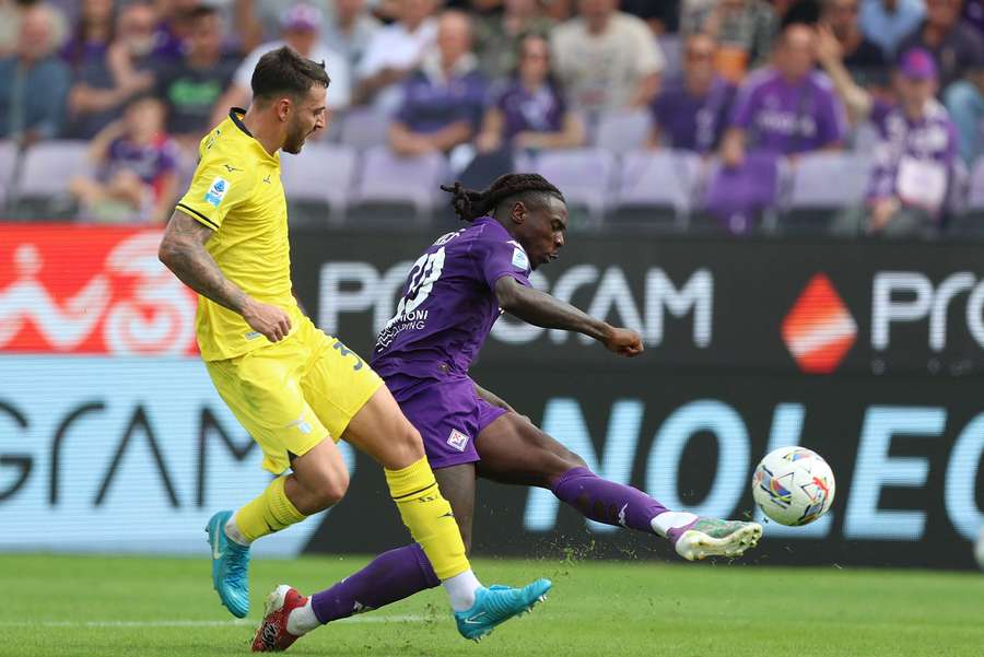 Fiorentina's Moise Kean (right) in action