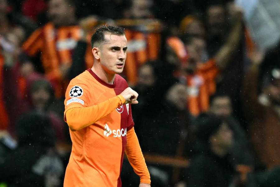 Muhammed Kerem Akturkoglu celebrates after scoring Galatasaray's third goal