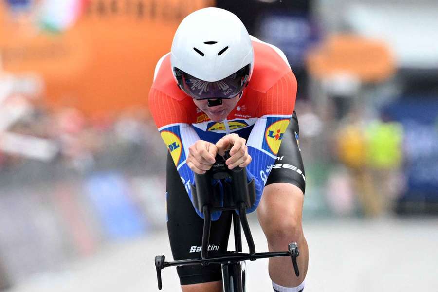 Lidl-Trek's Daan Hoole during the time trial