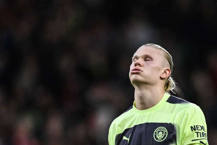 Erling Haaland reacts at the end of the English Premier League football match between Nottingham Forest and Manchester City