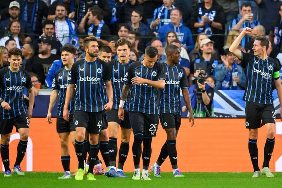 A festa dos jogadores do Club Brugge