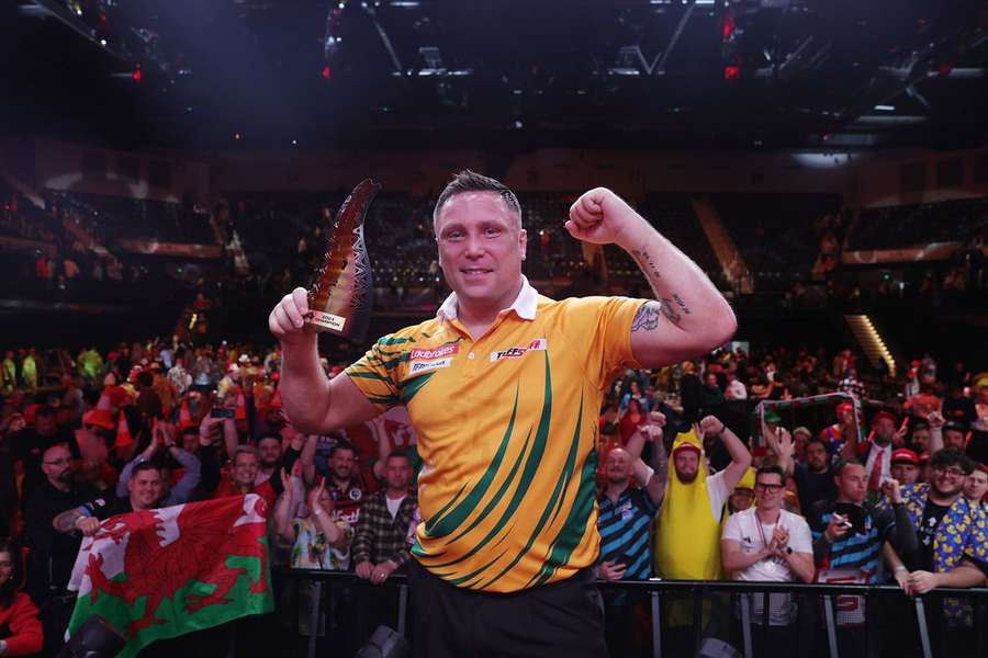 Gerwyn Price nach seinem Erfolg 2024. Gerwyn Price nach seinem Erfolg 2024.
