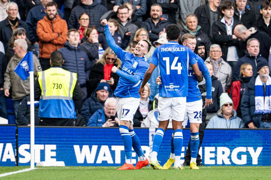 Birmingham celebrate their win over QPR