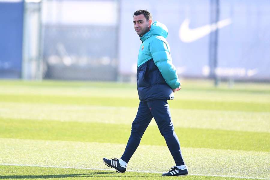 Xavi, durante el último entrenamiento