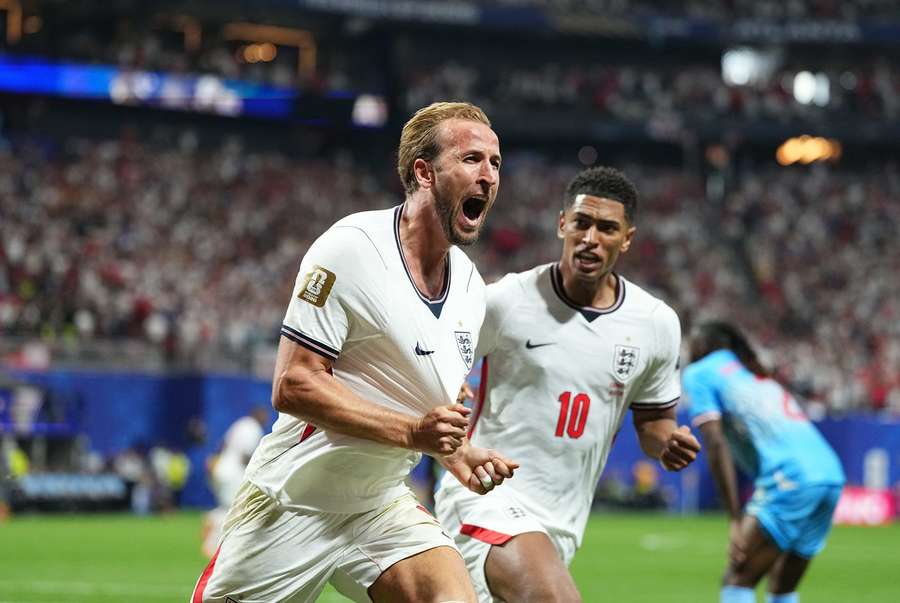 England's Harry Kane celebrates scoring against D.R. Congo England's Harry Kane celebrates scoring against D.R. Congo