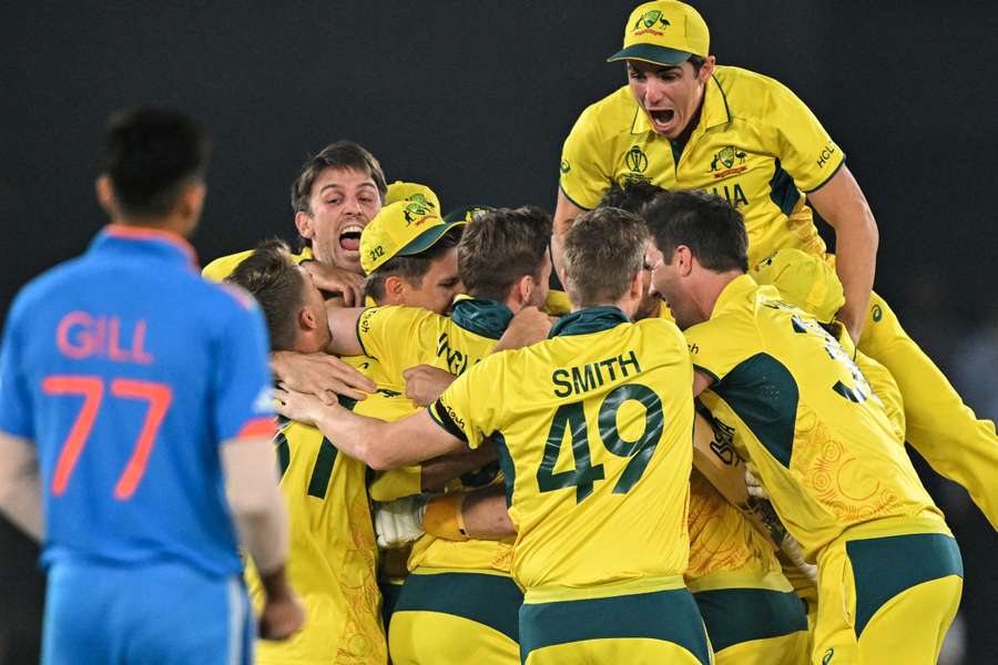 Australia celebrate after winning the Cricket World Cup final