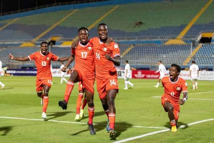 Kenya celebrate their goal against Morocco Kenya celebrate their goal against Morocco