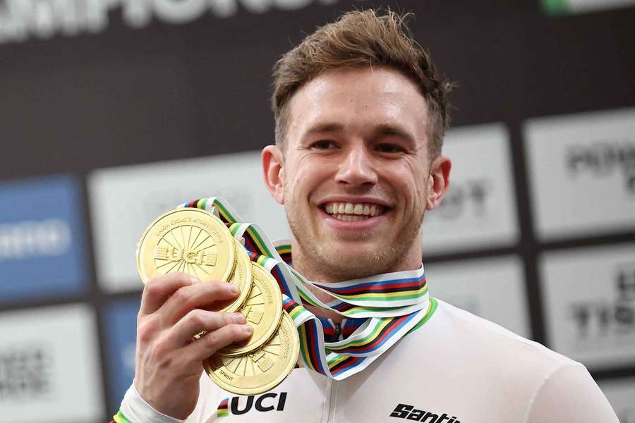 Harrie Lavreysen with his gold medals Harrie Lavreysen with his gold medals