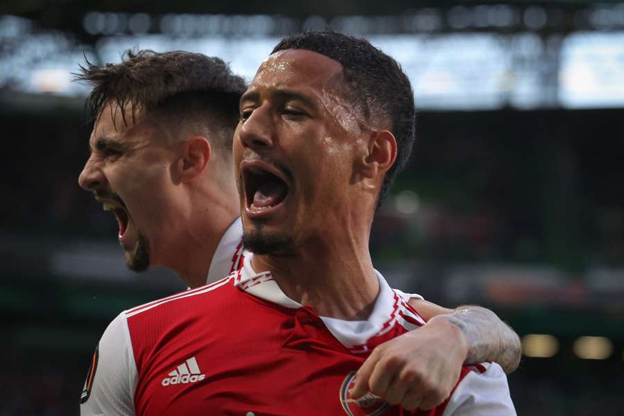 William Saliba na een doelpunt voor Arsenal