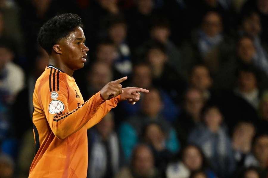 Endrick celebra su gol ante la Real Sociedad