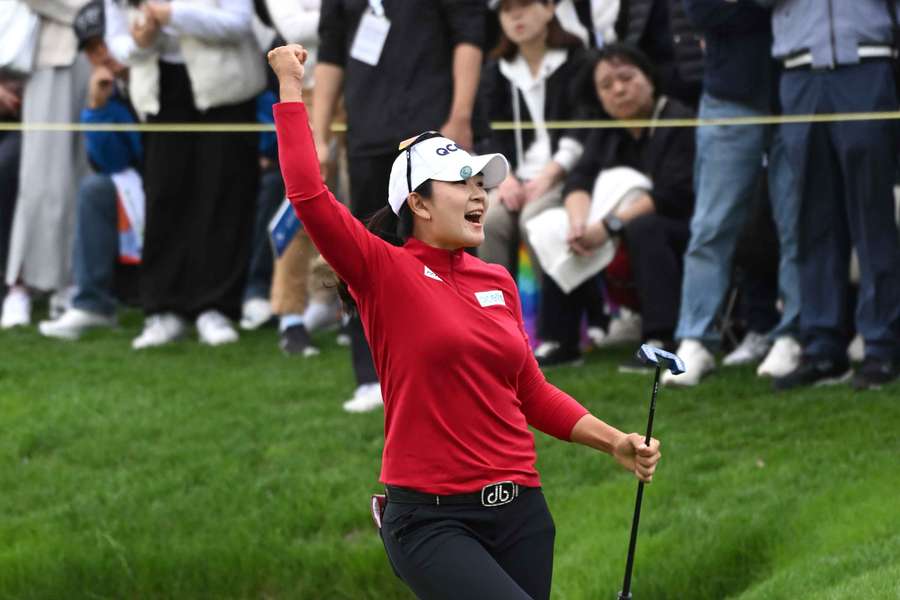 Archive picture of Kim A-lim celebrates sinking a birdie on the 5th hole during the third round of the of the 2024 BMW Ladies Championship last year