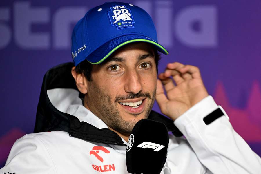 RB's Daniel Ricciardo speaks at a press conference in Melbourne