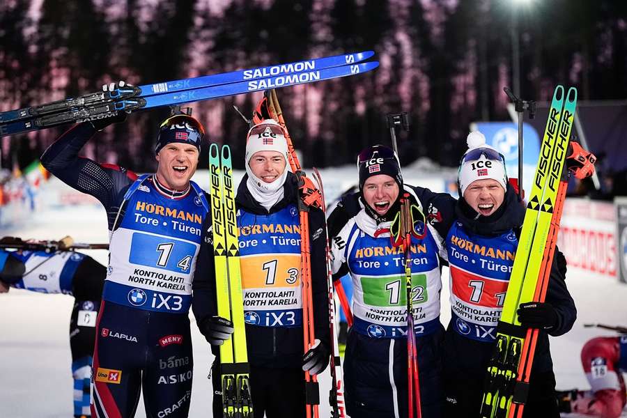 Radosť víťazného nórskeho tímu.