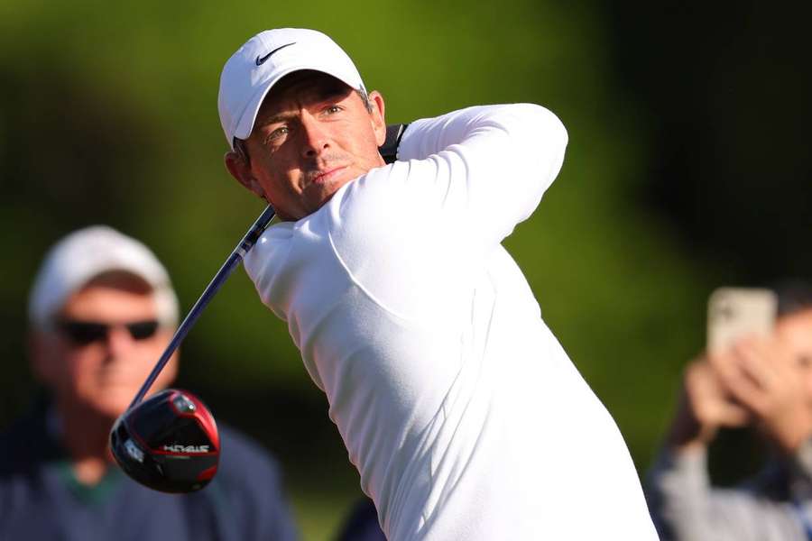 Rory McIlroy takes a practice shot ahead of the Wells Fargo Championship