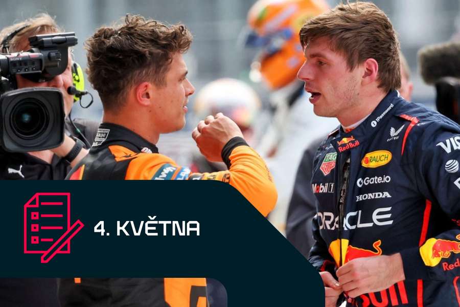 Lando Norris a Max Verstappen na Velké ceně Miami.