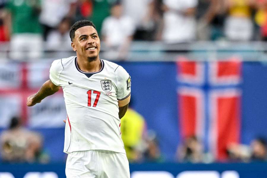 England's Morgan Rogers smiles during Norway matchup at 2026 World Cup