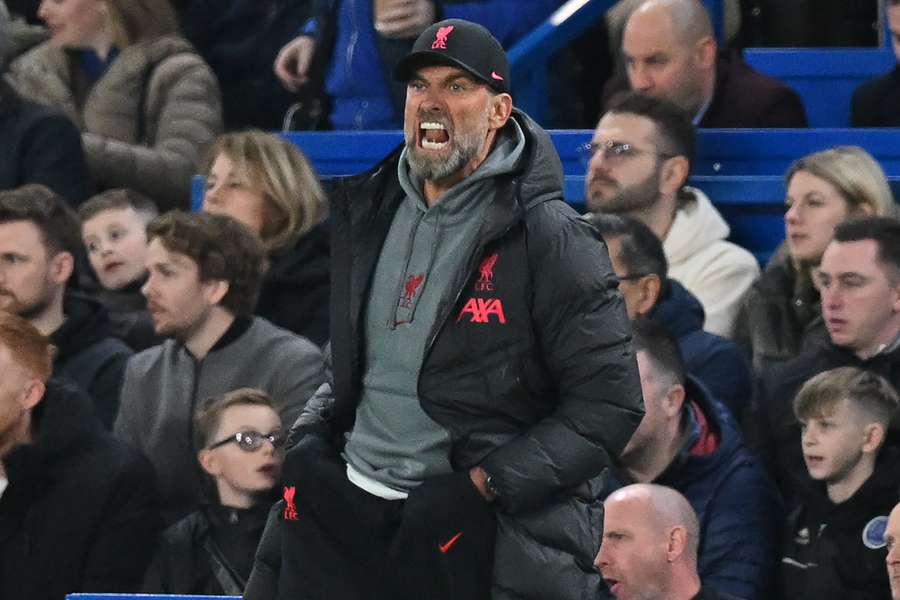 Klopp, técnico dos Reds, durante 0 a 0 contra o Chelsea