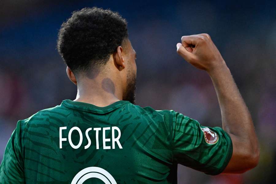 Lyle Foster celebrates his goal against Zimbabwe