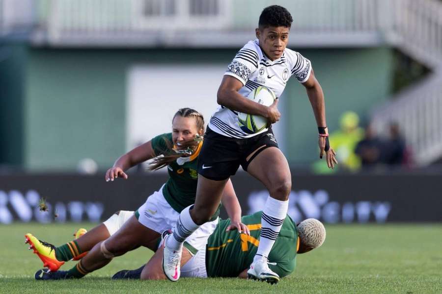 Fiji's Sesenieli Donu in action against South Africa during the Women's Rugby World Cup last year