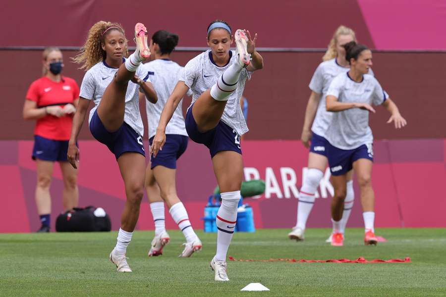 USA's players train ahead of their opening game