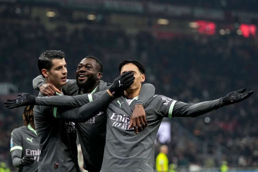 Milan celebrate Reijnders' opener Milan celebrate Reijnders' opener