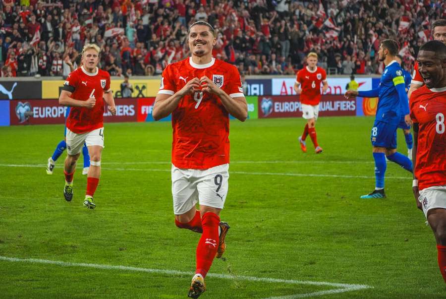 Sabitzer celebrates his goal Sabitzer celebrates his goal