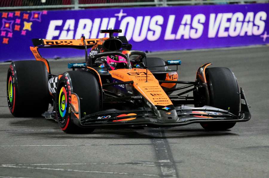 Oscar Piastri during free practice in Las Vegas on Thursday night.