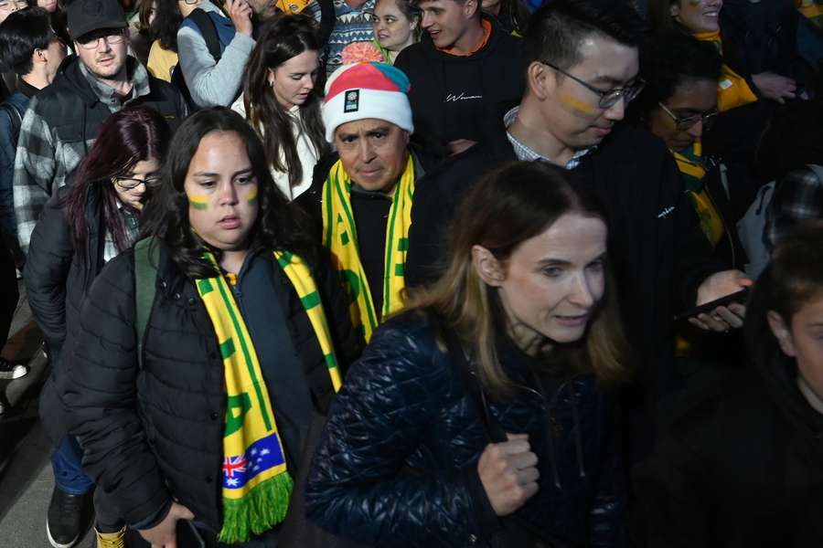 Australian fans leave a fan zone in Sydney Australian fans leave a fan zone in Sydney