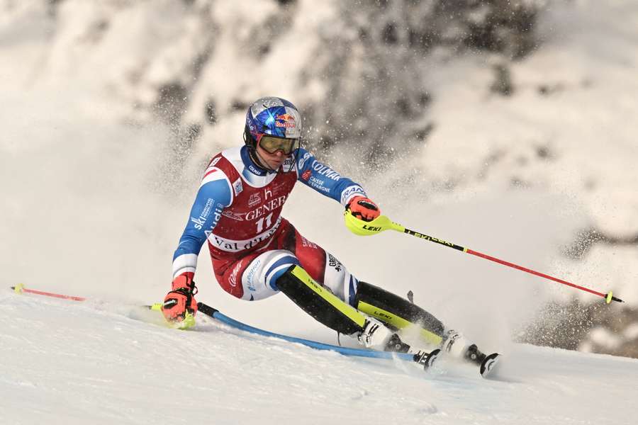 Alexis Pinturault lors de la deuxième manche du slalom de Val-d'Isère.