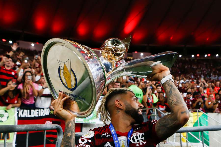 Gabigol comemora o título de 2019 pelo Flamengo